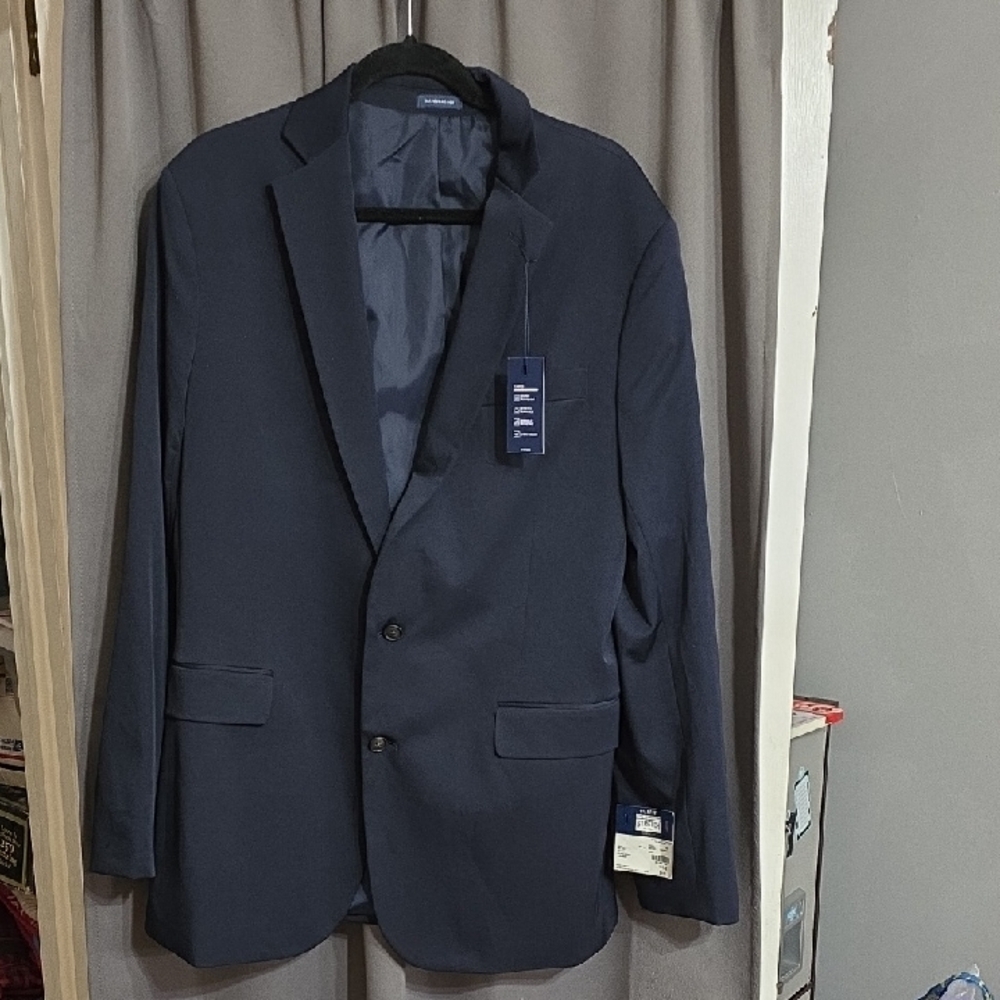 NWT Stafford Men's Blazer Navy Classic Fit Stretch Size 44 Long